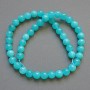 Aquamarine natural stone smooth bead, diameter 8.5 mm, length 38 cm on thread