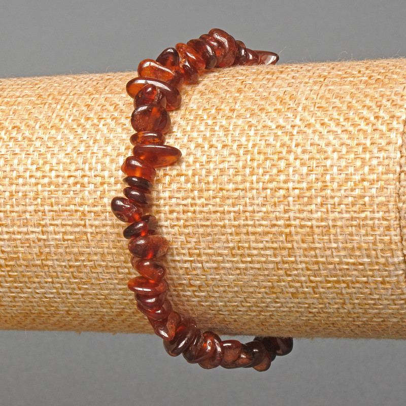 Hessonite garnet bracelet, natural stone chips, diameter 6x3 mm +-, length 18 cm (stretch)