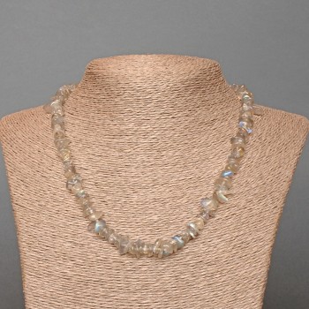 Labradorite Necklace with natural stone chips, diameter 7x3 mm+-, length 48 cm
