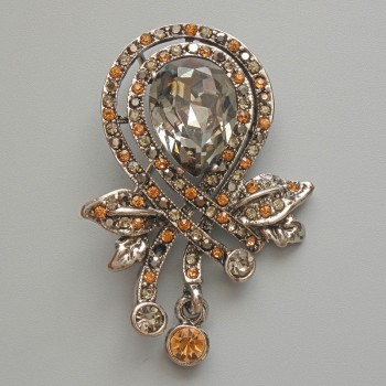 Accent Brooch Pendant with Gray Crystal