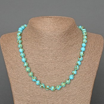 Bead Necklace of Imperial Blue Jasper (pressed) Smooth Beads, 8.5 mm diameter, 50 cm length