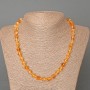 Citrine necklace with natural stone, faceted diamond-shaped beads, about 9×8.5 mm, length 50 cm, with seed beads