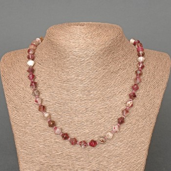 Necklace with natural tourmaline, faceted diamond-shaped stones 8×8 mm, 49 cm long, with seed beads