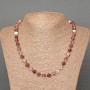 Necklace with natural tourmaline, faceted diamond-shaped stones 8×8 mm, 49 cm long, with seed beads