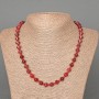 Rubellite Tourmaline Necklace, Natural Stone, Faceted Rhombuses 8x8 mm, Length 49 cm, with Seed Beads