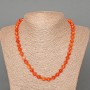 Carnelian Necklace with a natural carnelian gemstone, faceted diamond-shaped beads, 8×8 mm diameter, 49 cm long, with seed beads