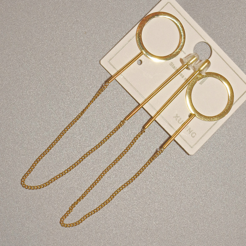 Xuping Earrings, 15 mm Diameter, About 10.5 cm Length, 18K Gold Plating