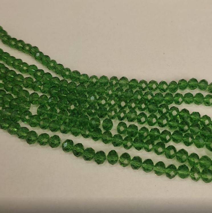 Beads Czech Crystal transparent emerald green 'Rondelle', diameter 6x5mm, length 43 cm