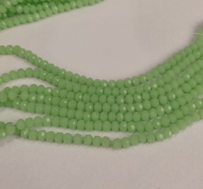 Beads of Czech Crystal salad-green matte 'rondelle', diameter 6x4.5 mm, length 41 cm