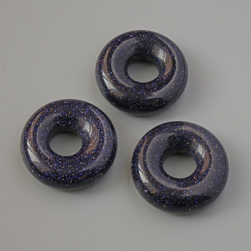 Pandora Bead Aventurine Blue Sand Night of Cairo (synthetic), diameter 15x5 mm, hole diameter 5.2 mm