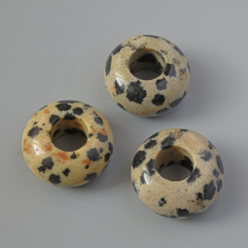 Bead Pandora Dalmatian Jasper, diameter 14×7 mm, hole diameter 5.5 mm+