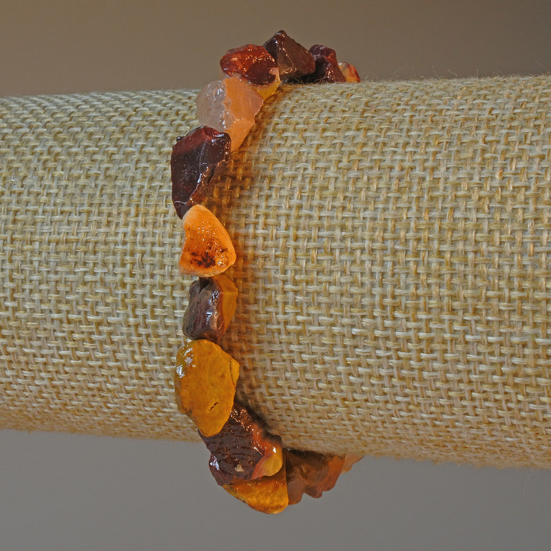 Bracelet with Mookaite Jasper natural unpolished faceted stone, 8x10 mm, length 18 cm ± (stretch)