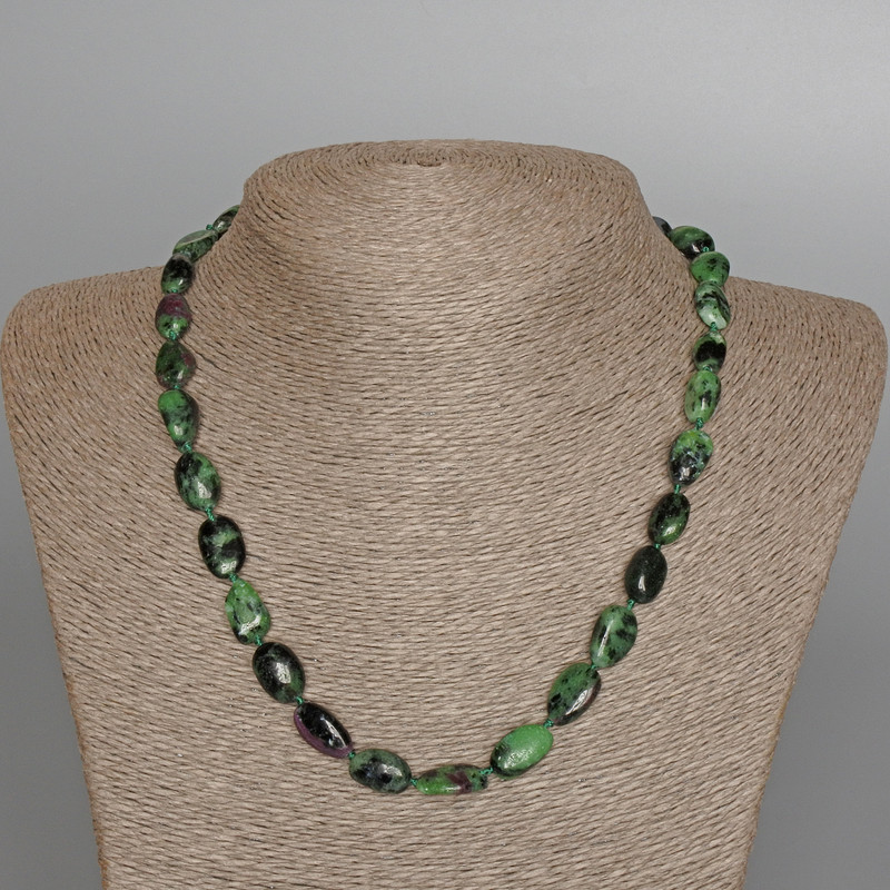 Zoisite necklace with natural stone, faceted beads, diameter 9×14 mm, length 47 cm