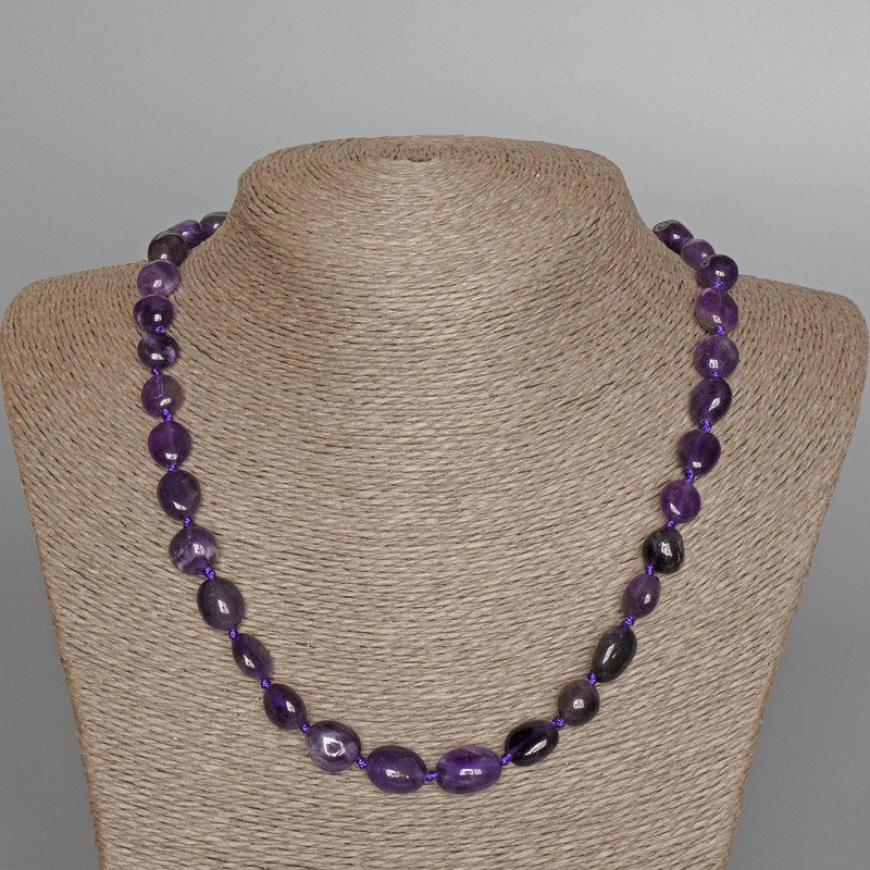 Natural Amethyst Necklace with Faceted Beads, Diameter 10x13 mm, Length 50 cm ±