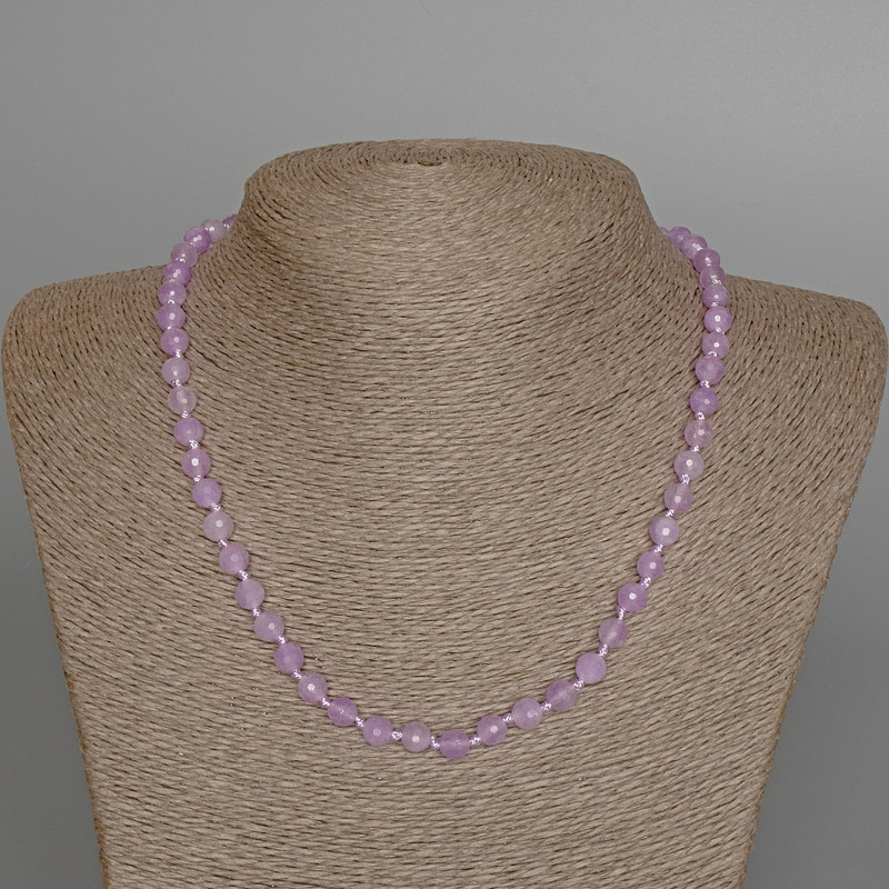 Lavender Amethyst Necklace with natural stone, faceted bead, diameter 6 mm +/-, length 47 cm +/-