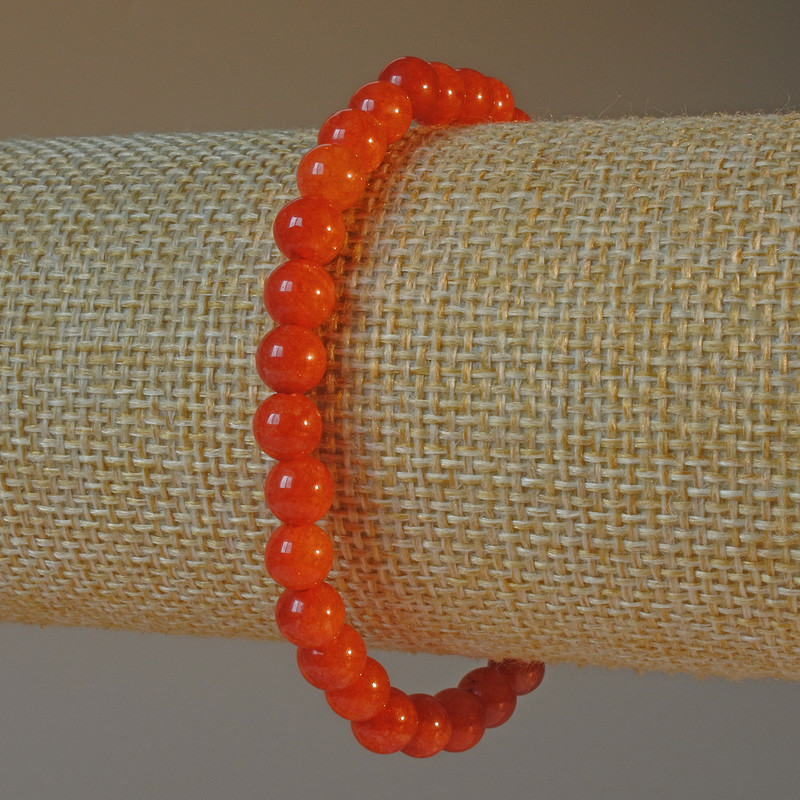 Браслет Червона Яшма (прес. ) гладка кулька, діаметр 6мм+-, довжина 18см+- (стрейч)