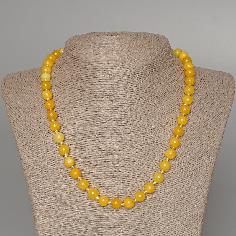 Citrine Necklace with Smooth Beads, 8.5 mm Diameter ±, Length 49 cm ±