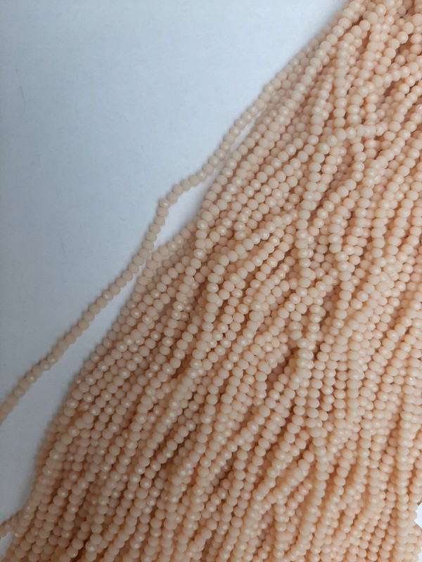 Beige Faceted Czech Crystal Rondelle Beads, 3 x 2.5 mm, length 39 mm +/- on beading thread