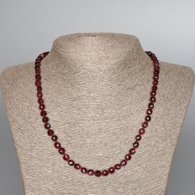 Rubellite Tourmaline Necklace with natural gemstone, faceted cube, 5 mm diameter, length 50 cm