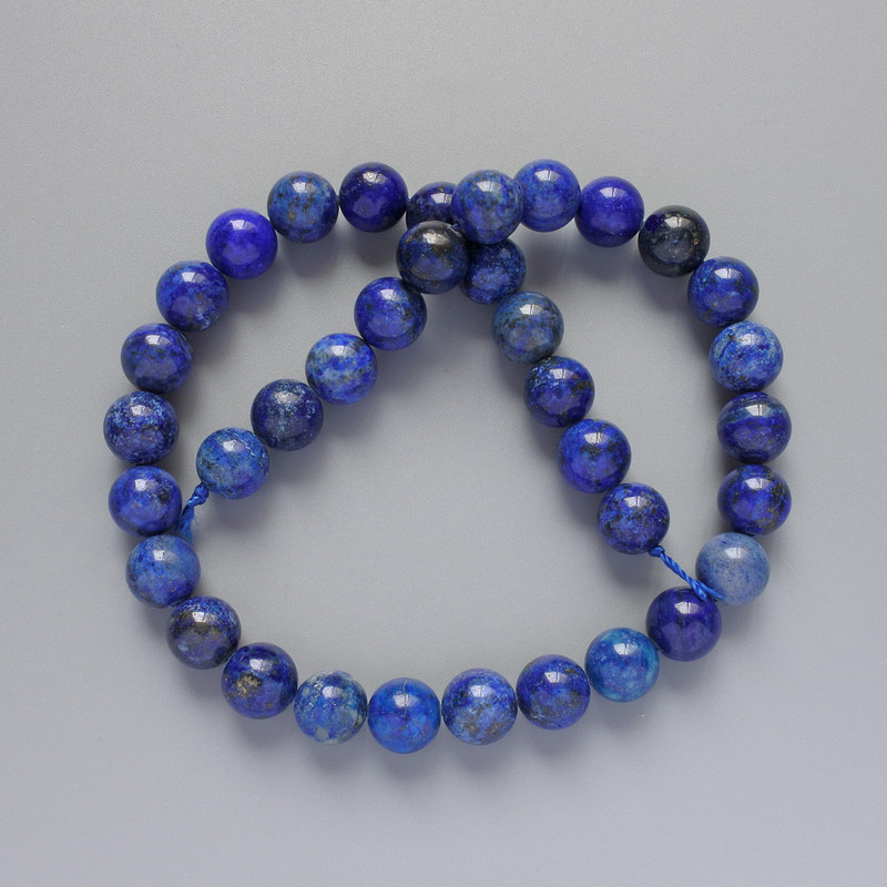 Lazurite Beads, natural dyed stone, smooth spheres, diameter 10mm +-, length 38cm +- on thread