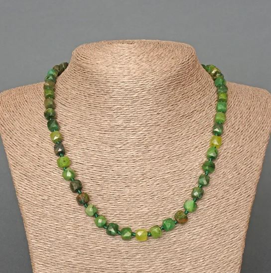 Necklace 'Assortment' with natural stones, faceted cube beads, diameter 7.5 mm, length 48 cm