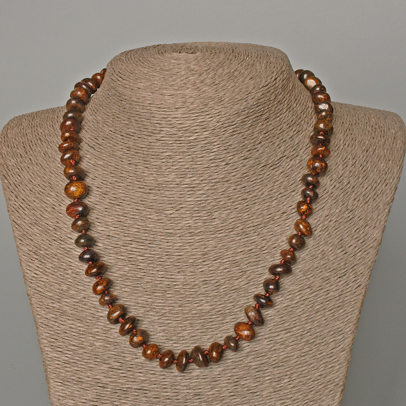 Bronzite necklace with natural stone, faceted beads, diameter 10x5 mm, length 49 cm