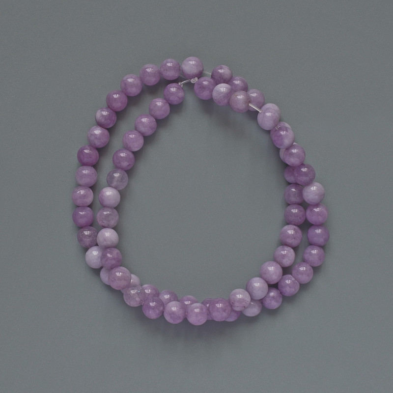 Kunzite Beads (Synthetic) Smooth Round Beads, 6mm Diameter, 39cm Length on Thread
