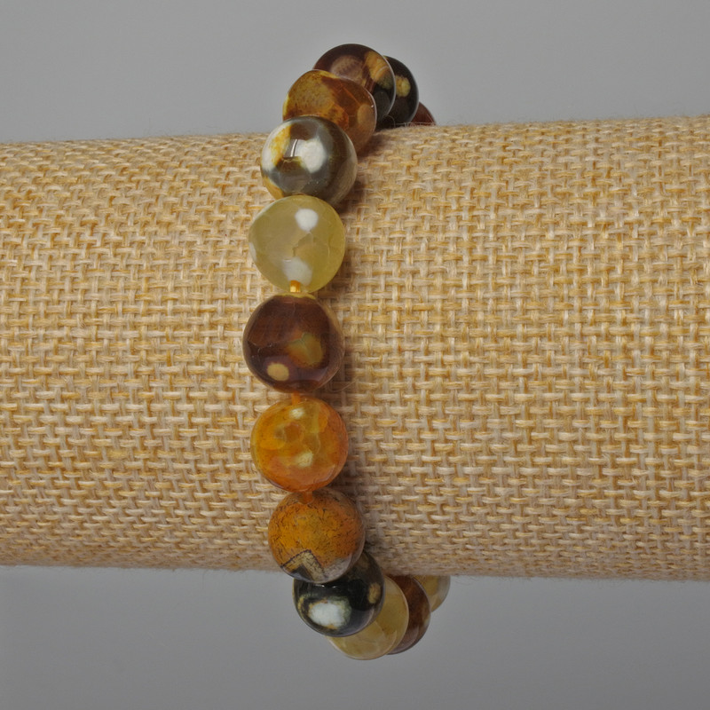 Yellow Agate Bracelet with smooth beads, 10 mm diameter, 18 cm length ± (stretch)