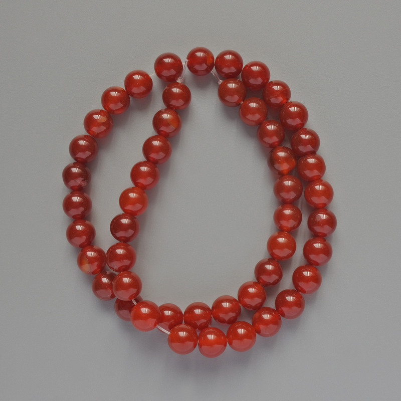 Carnelian beads, natural stone, smooth round beads, diameter 8mm ±, length 36cm ± on a thread