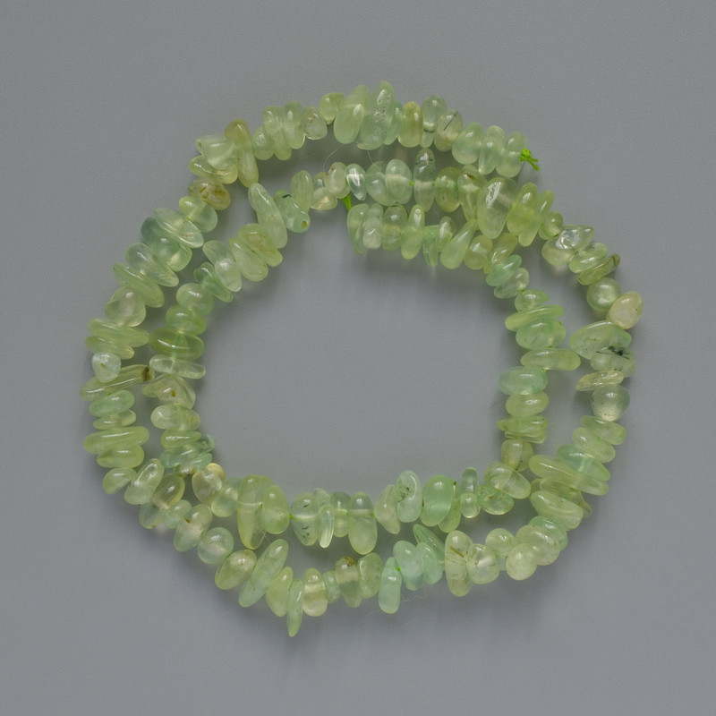 Prehnite Beads, natural stone chips, diameter 6×3 mm ±, length 41 cm on thread