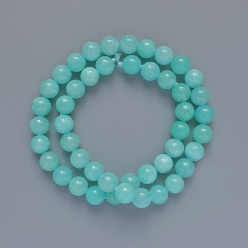 Amazonite Beads, Smooth Round Beads, Diameter 8.5 mm, Length 37 cm on Thread