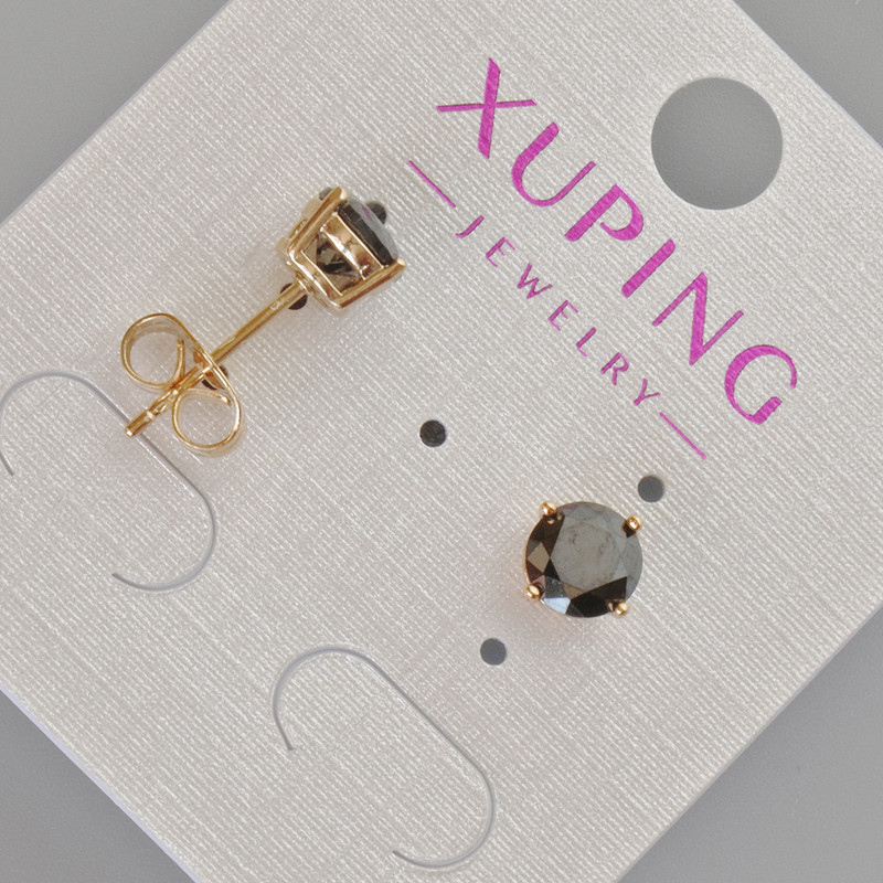 Xuping stud earrings with a black crystal, 7 mm diameter ± 18K gold plating