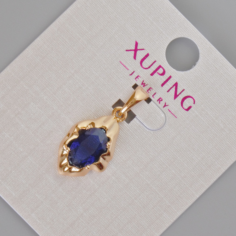 Xuping Pendant with Blue Crystal, Diameter 24x11 mm, 18K Gold Plating