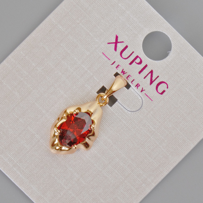 Pendant Xuping with Red Crystal, Diameter 24x11 mm, 18K Gold Plating