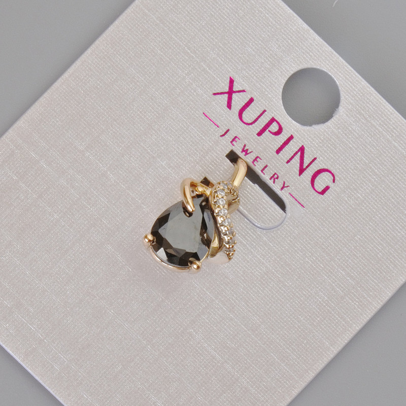 Xuping Pendant with Black Crystal and White Rhinestones, diameter 16x10 mm ± 18K Gold Plating