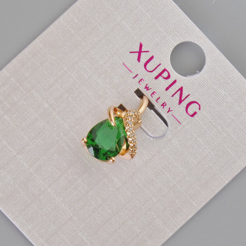 Xuping pendant with a green crystal and white rhinestones, diameter 16x10 mm, 18K gold plating