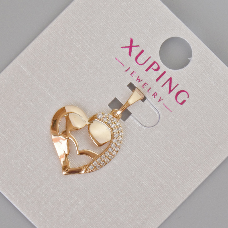 Pendant Xuping "Heart" with white crystals, diameter 24x16 mm, 18K gold plating