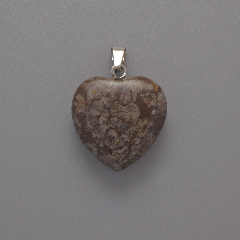 Heart Jasper Pendant, diameter 20x20x6 mm ±, length 28 mm ±