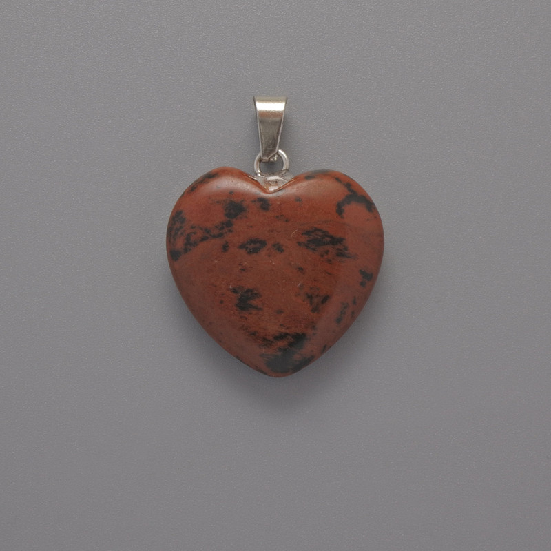 Obsidian Heart Pendant, diameter 20×20×6 mm, length 28 mm +/-