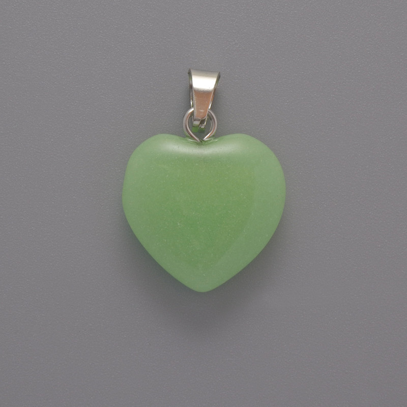Pendant 'Heart' Jade, diameter 16×16×5 mm, length 23 mm