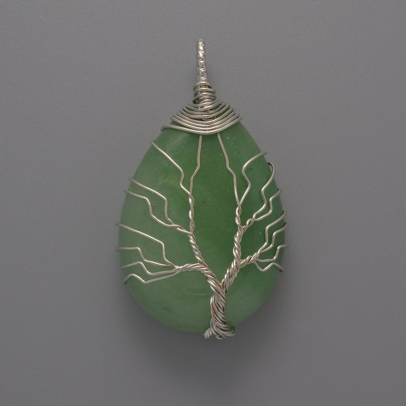 Jade pendant in a silver-wrapped setting, diameter 44×24×9 mm+