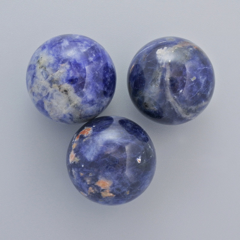 Sodalite natural stone souvenir sphere, diameter 20 mm +/- (price per piece)