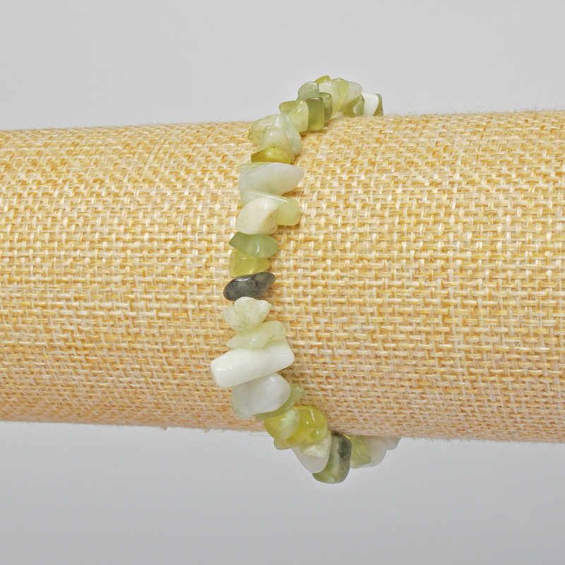 Jadeite Bracelet with Natural Jadeite Chips, 6x4 mm, 18 cm long, on Elastic Cord