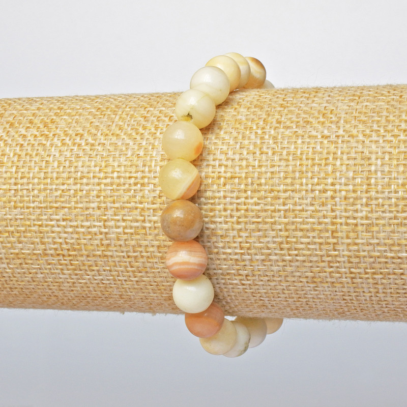Yellow Agate Bracelet (pressed) Smooth Beads, 8.5 mm diameter ±, 18 cm length ± (stretch)