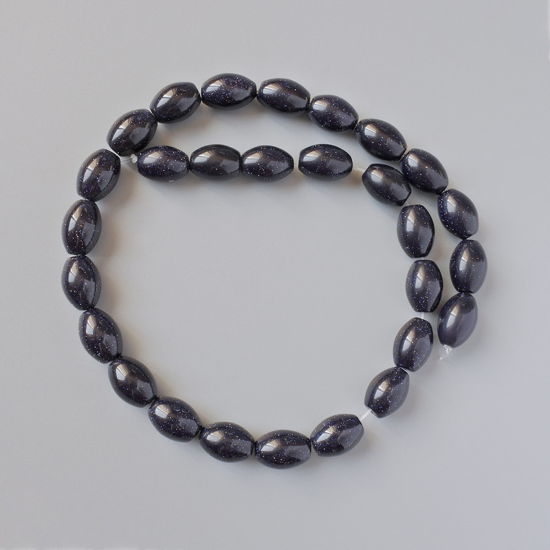 Aventurine Beads 'Night of Cairo' (synthetic) Oval, 10x14 mm, length about 40 cm on a beading thread