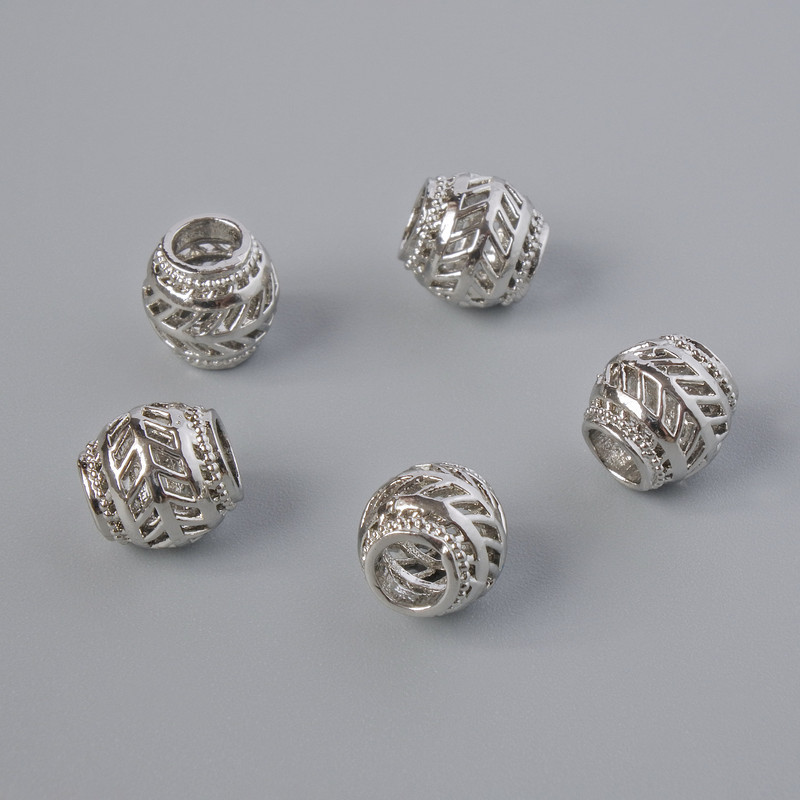 Bead insert findings, diameter 7×7 mm, hole diameter 3.3 mm, silver metal color, 1 pc