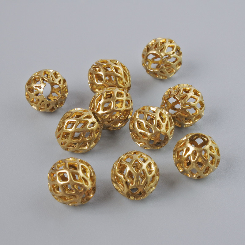 Dark-gold bead-insert findings, metal color, diameter 7mm, 10 pcs