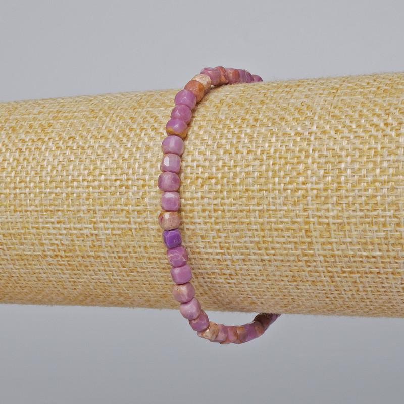 Браслет Фосфосидеріт натуральний камінь гранований кубик, діаметр 4мм+-, довжина 18см+- (стрейч)