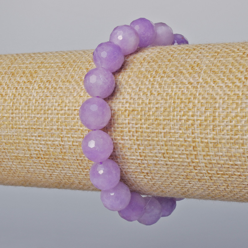 Lavender Amethyst Bracelet, natural stone, faceted beads, 10mm diameter, 18cm length (stretch)