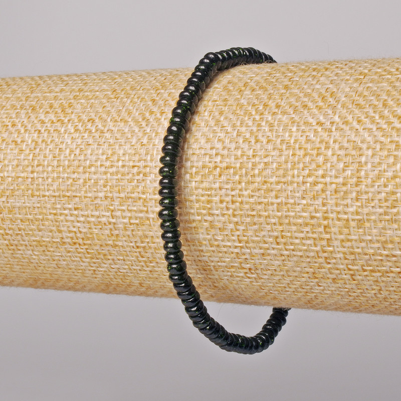 Браслет Зелений Авантюрин синтетичний гладкий рондель, діаметр 4х2мм+-, довжина 18см+- (стрейч)